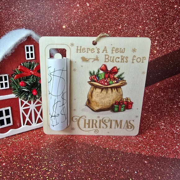 Santa Gifts Wooden Money Holders Set Of 2 (NWOT) - Picture 2 of 4